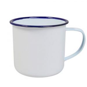 Метална чаша със син кант